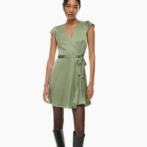 Aritzia Wilfred Mademoiselle Satin Dress S NWT Bitter Sage